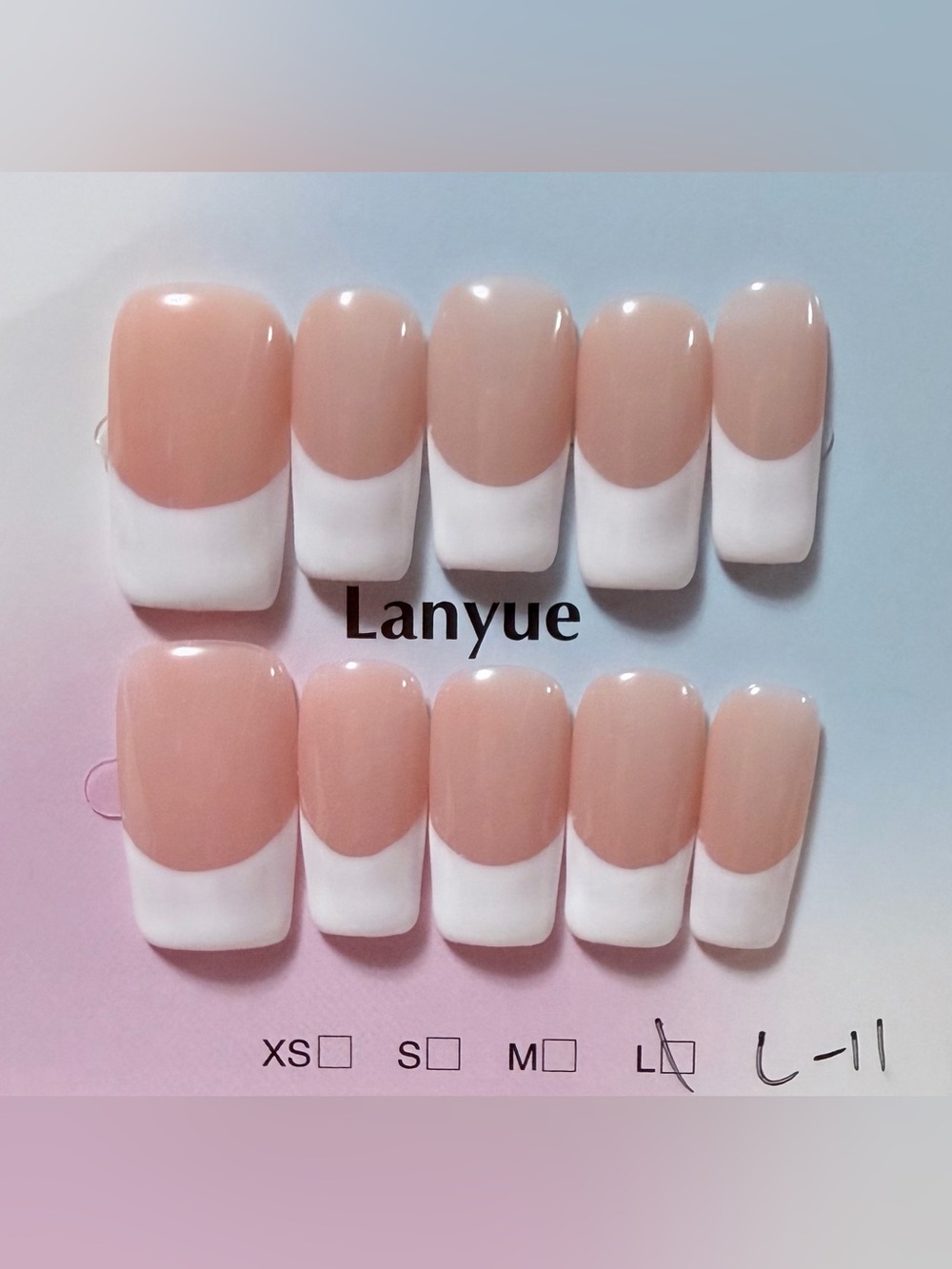 Nude Pink and White French Press-On Nails